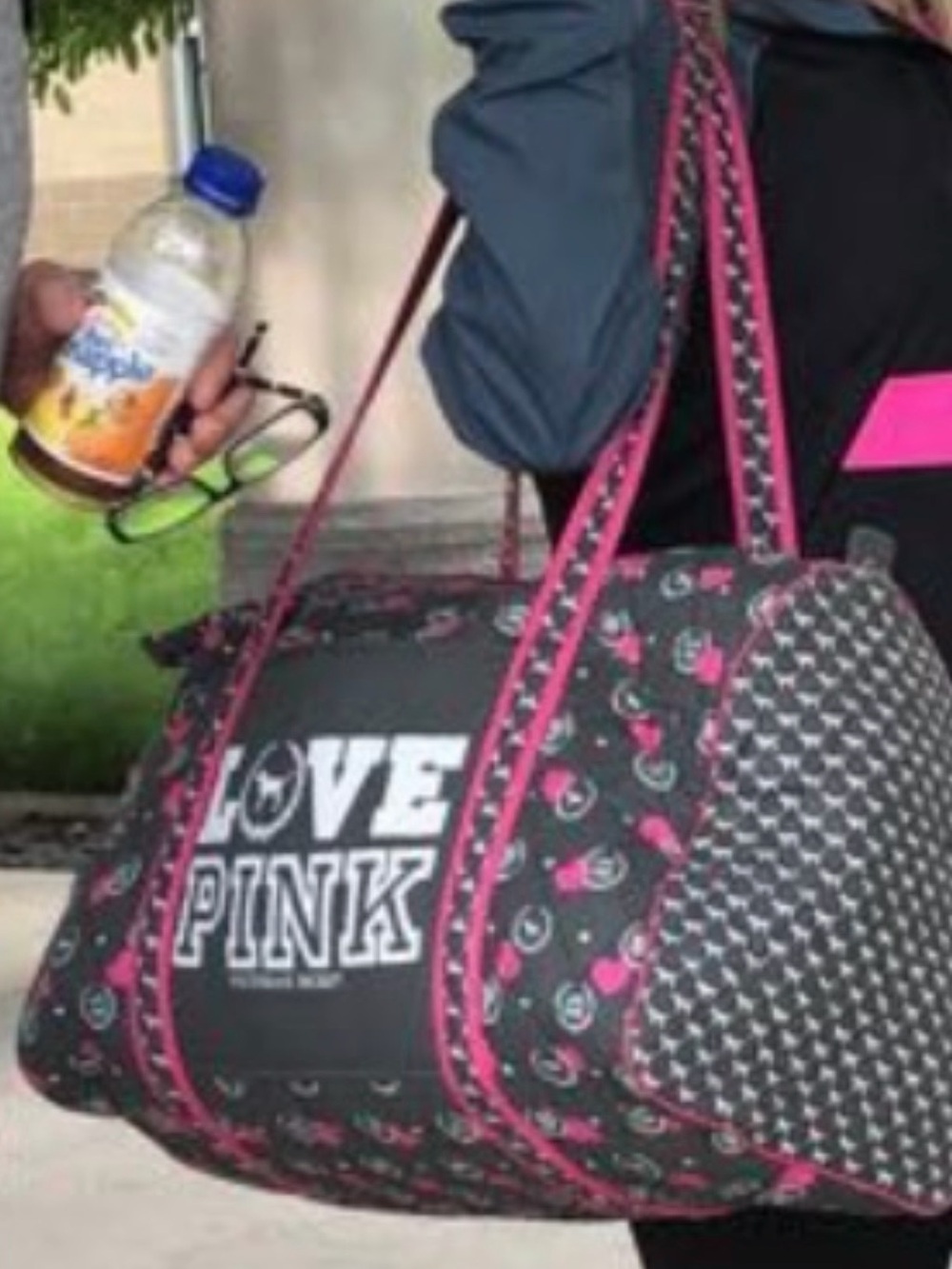 PINK Victoria's Secret Quilted Black Tote with Hot Pink Accents - Picture 3 of 3